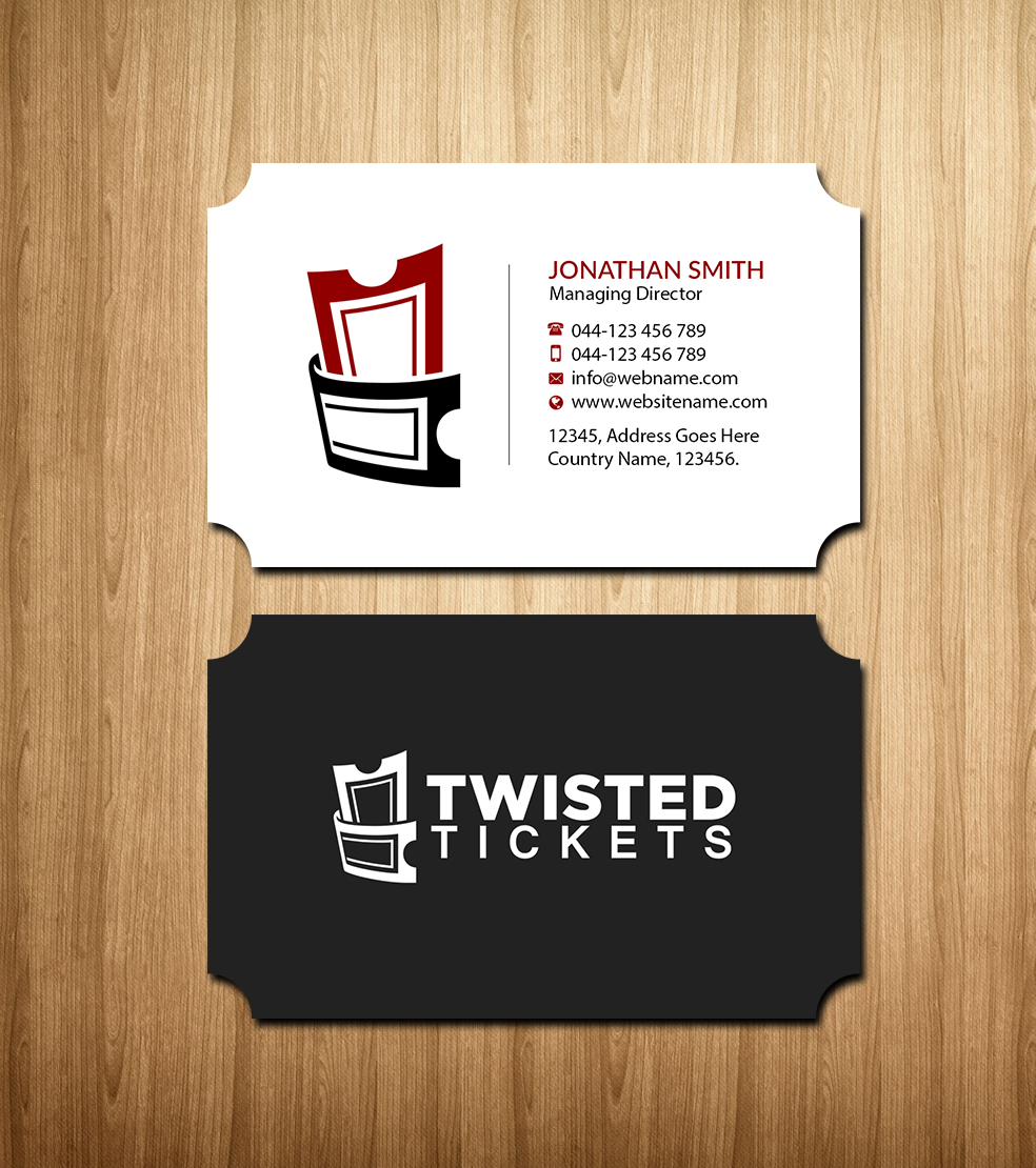 Business Card Design by Creations Box 2015 for Aaron J. Moss dba Twisted Tickets | Design #17273221