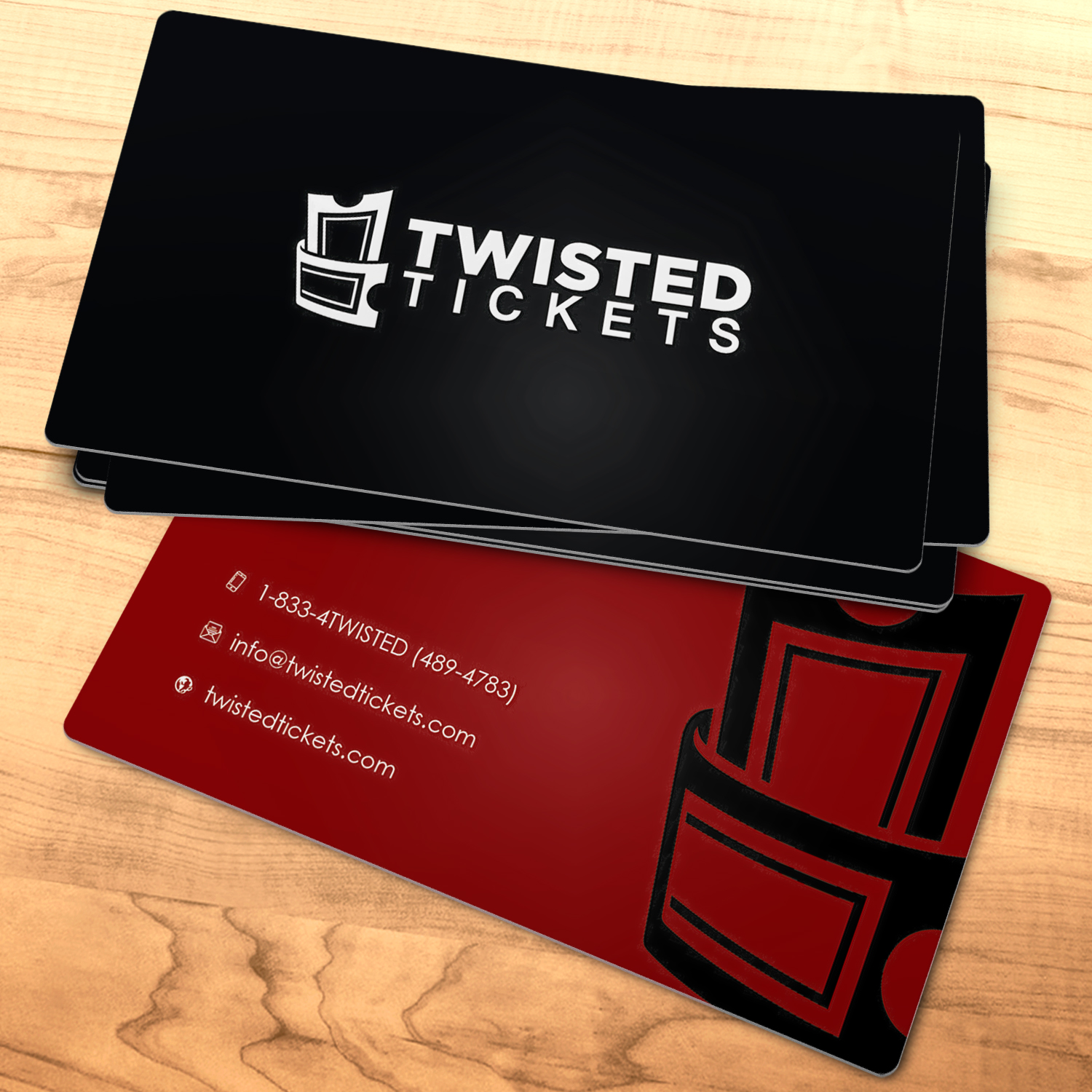 Business Card Design by Abdul Haseeb for Aaron J. Moss dba Twisted Tickets | Design #17275867