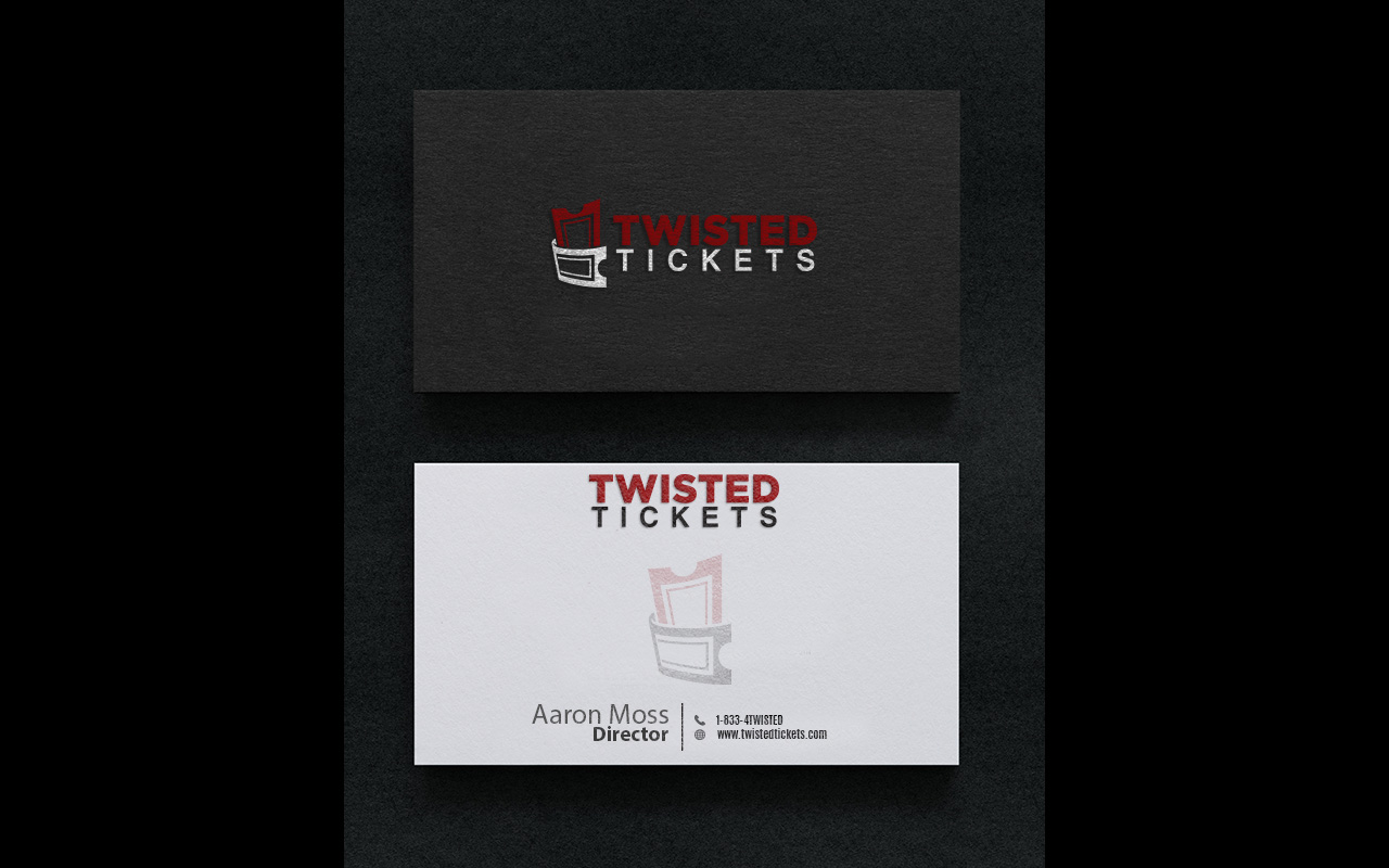 Business Card Design by Daim Designs for Aaron J. Moss dba Twisted Tickets | Design #17261922