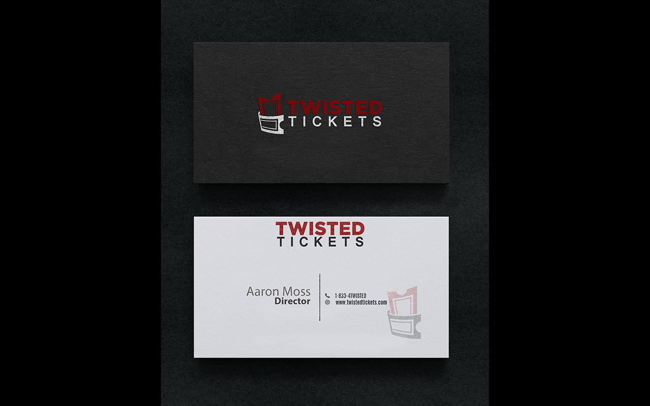 Business Card Design by Daim Designs for Aaron J. Moss dba Twisted Tickets | Design #17261923