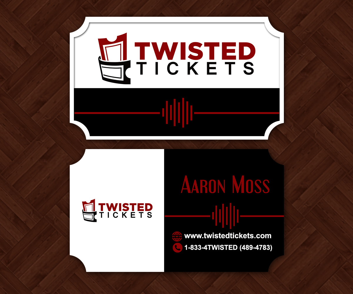Business Card Design by ElenaHong for Aaron J. Moss dba Twisted Tickets | Design #17265892