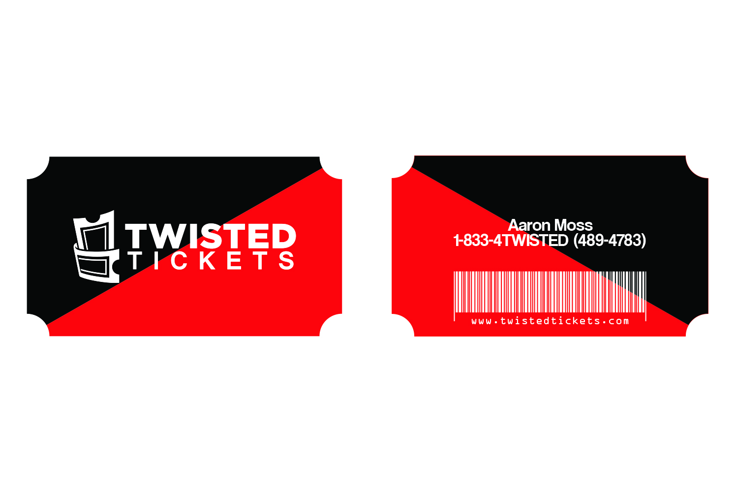 Visitenkarten-Design von Ažuolas Janulevicius für Aaron J. Moss dba Twisted Tickets | Design #17276026