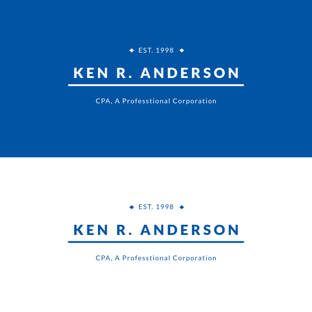 Logo-Design von O.G. Studio für Ken R Anderson, CPA, A Professional Corporation | Design #17265494