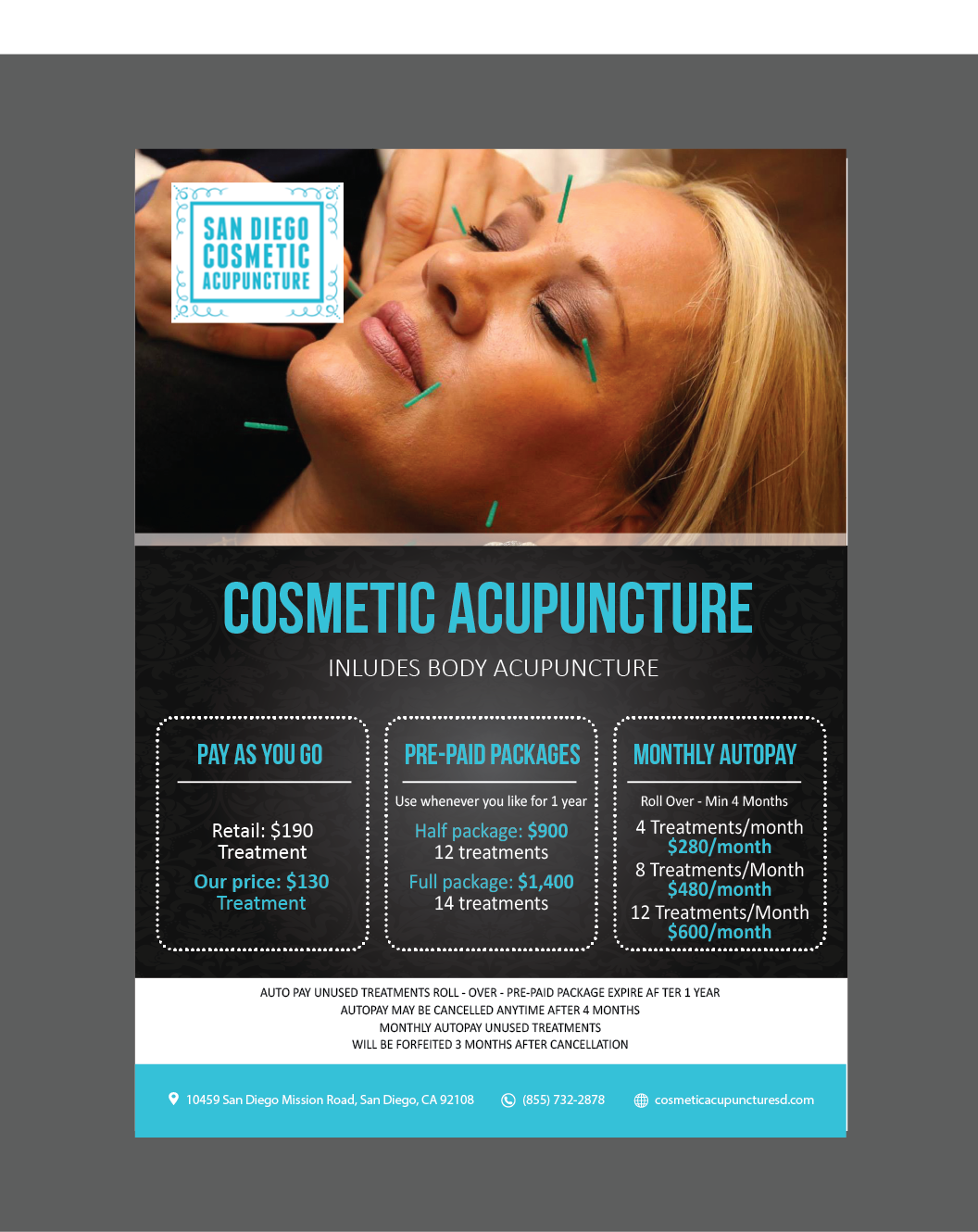 Print Design by alex989 for San Diego Cosmetic Acupuncture | Design #17315549