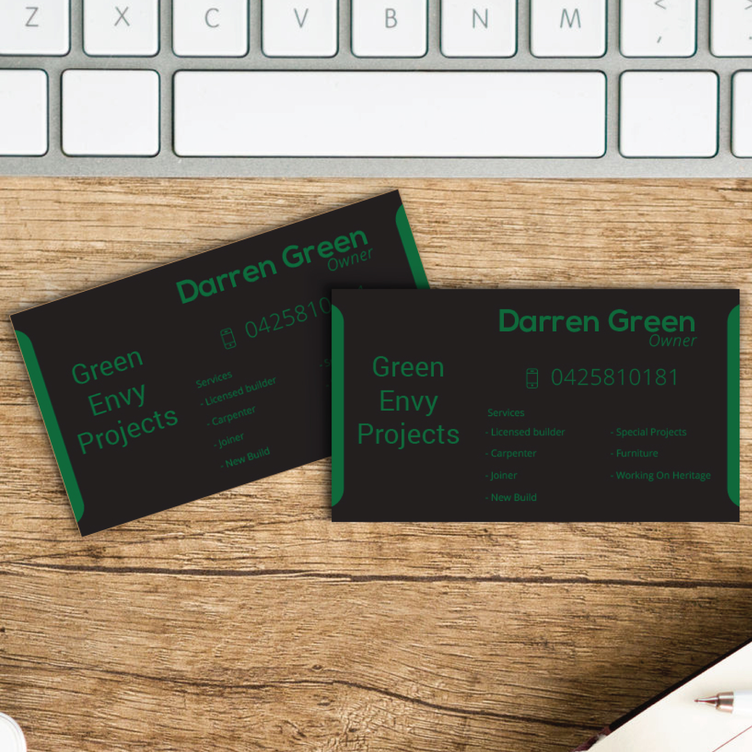 Business Card Design by uglyjohny for Green envy projects | Design #17381487
