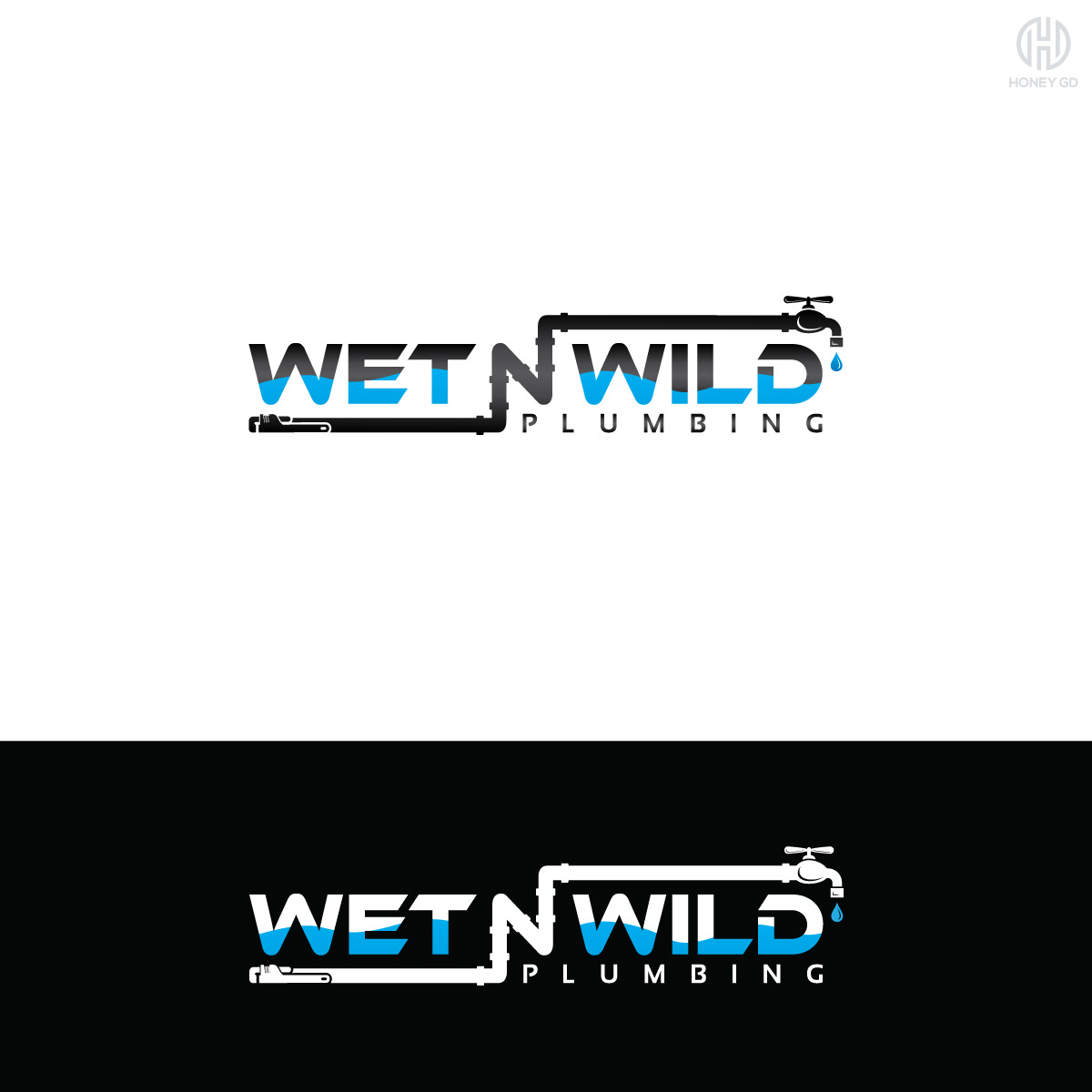 Logo Design by Honey GD for Wet n Wild Plumbing  | Design #17352291