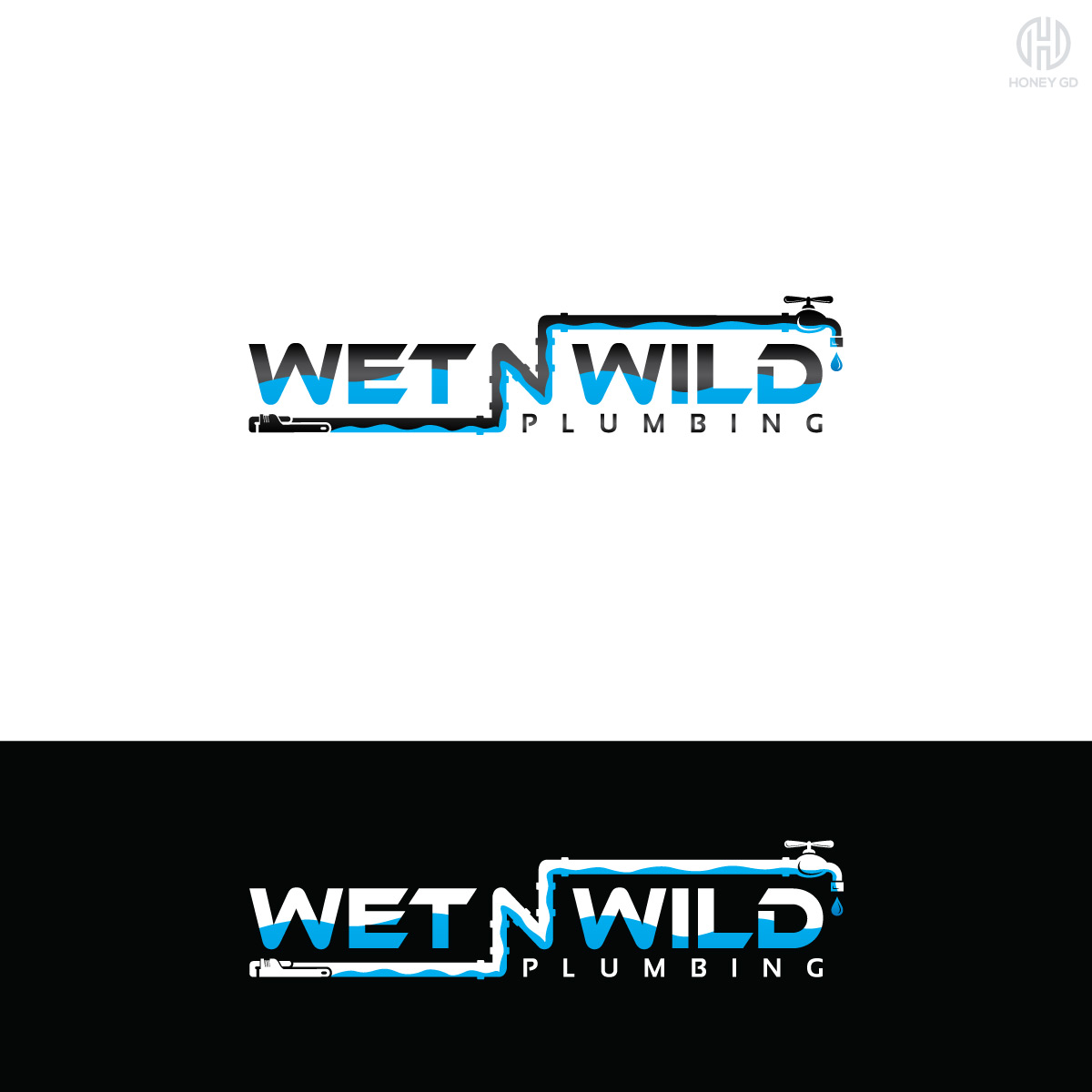 Logo Design by Honey GD for Wet n Wild Plumbing  | Design #17352486