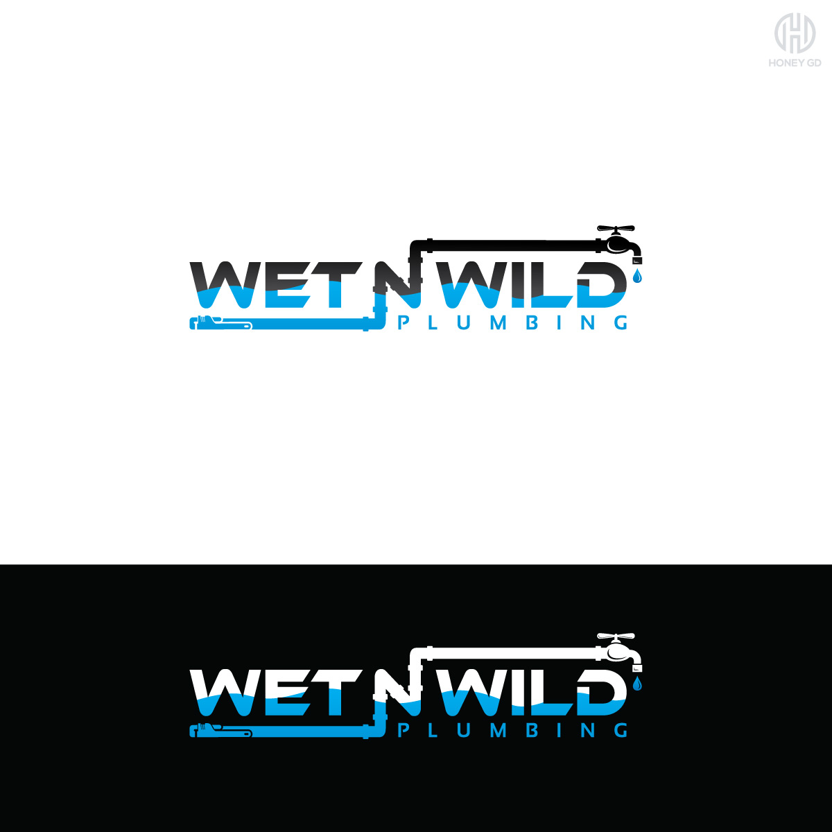 Logo Design by Honey GD for Wet n Wild Plumbing  | Design #17352541
