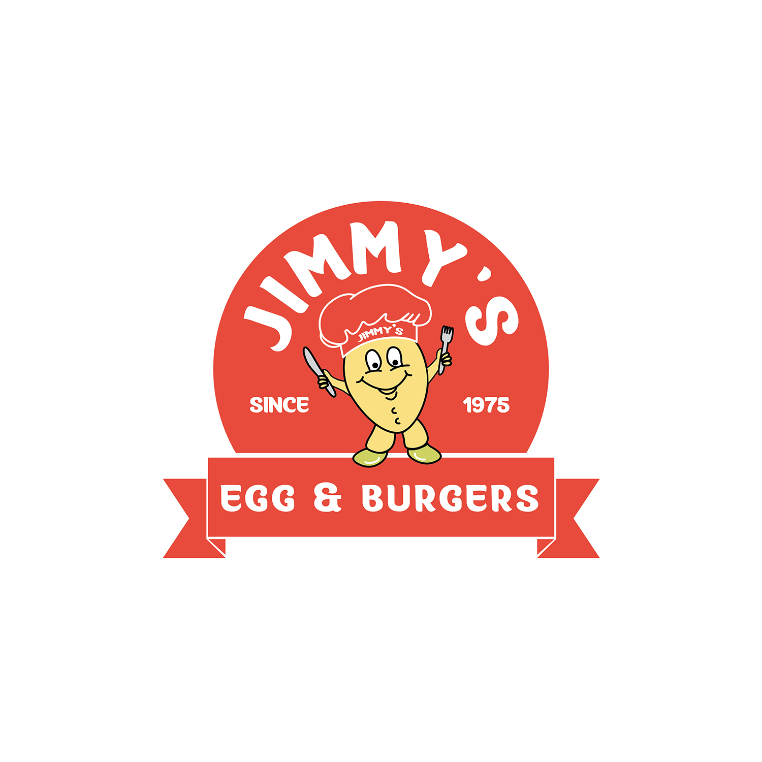 Playful, Colorful, Restaurant Logo Design for Jimmy's Egg & Burgers by