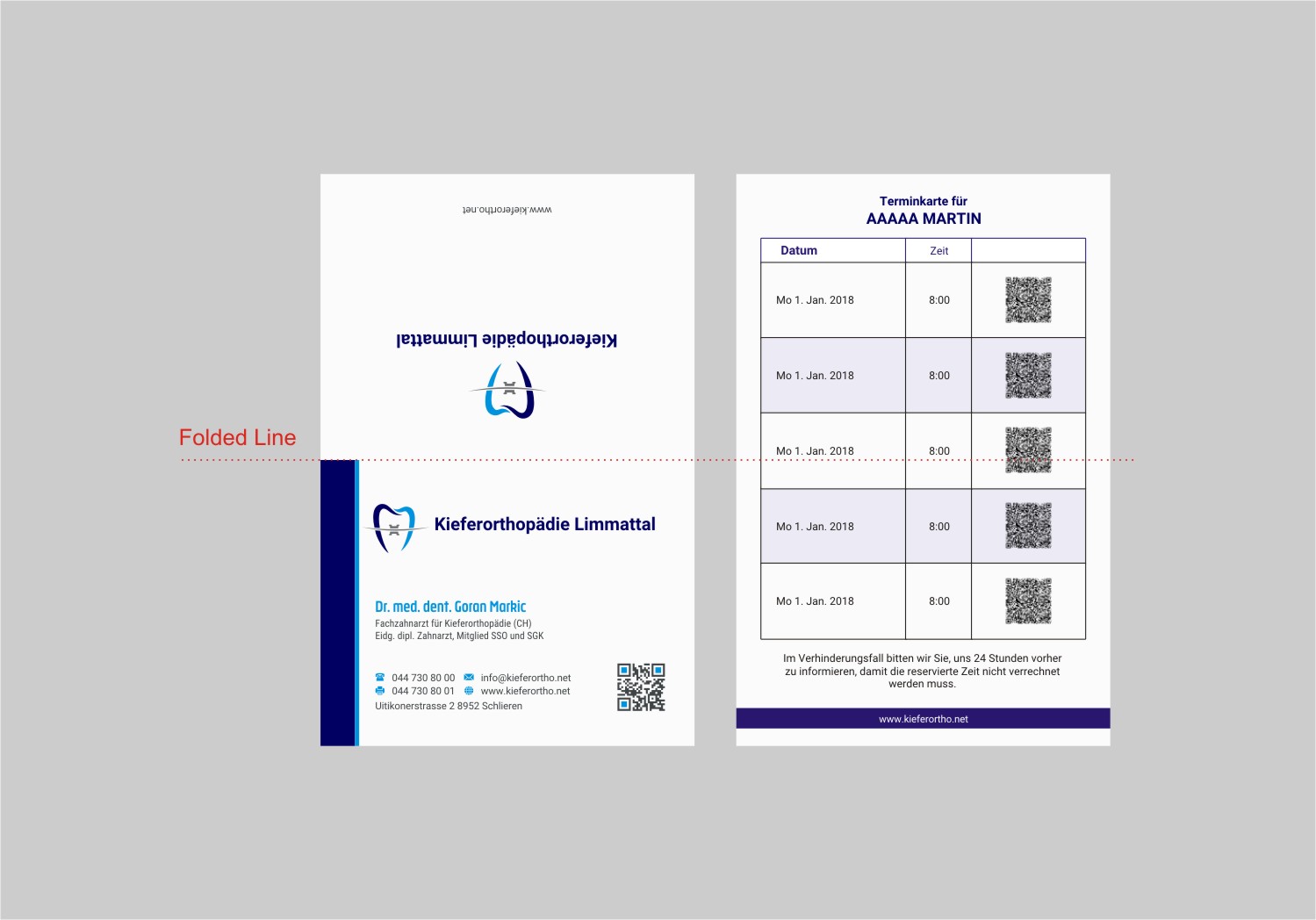 Business Card Design by INDIAN_Ashok for Kieferorthopädie Limmattal GmbH | Design #17396892