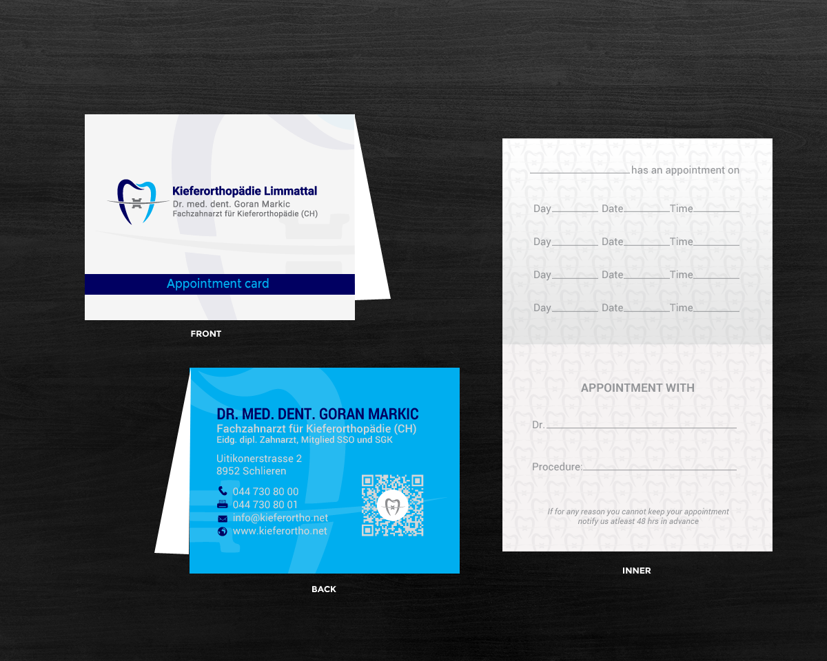 Business Card Design by chandrayaan.creative for Kieferorthopädie Limmattal GmbH | Design #17335046