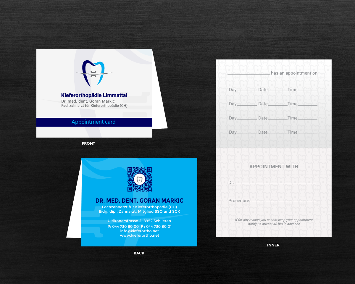 Business Card Design by chandrayaan.creative for Kieferorthopädie Limmattal GmbH | Design #17335303