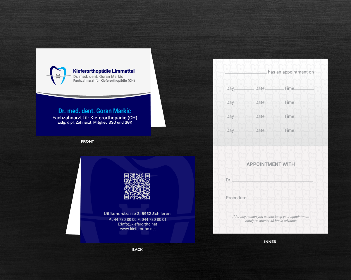 Business Card Design by chandrayaan.creative for Kieferorthopädie Limmattal GmbH | Design #17336003