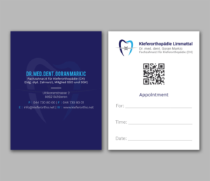 Business Card Design by Tripti Ranjan Gain for Kieferorthopädie Limmattal GmbH | Design: #17323585