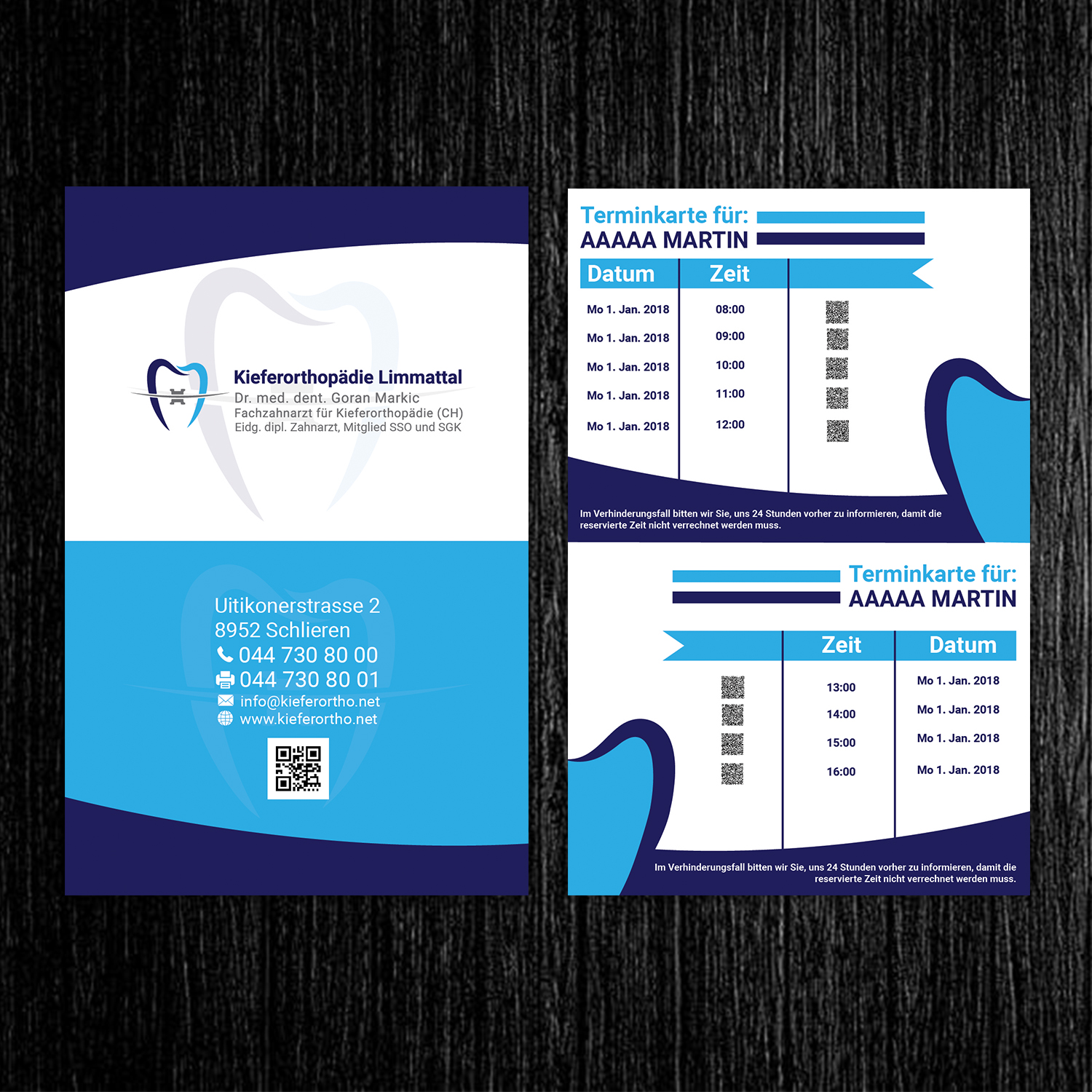 Diseño de Tarjeta de Presentación por TuktukiShree para Kieferorthopädie Limmattal GmbH | Diseño #17326864
