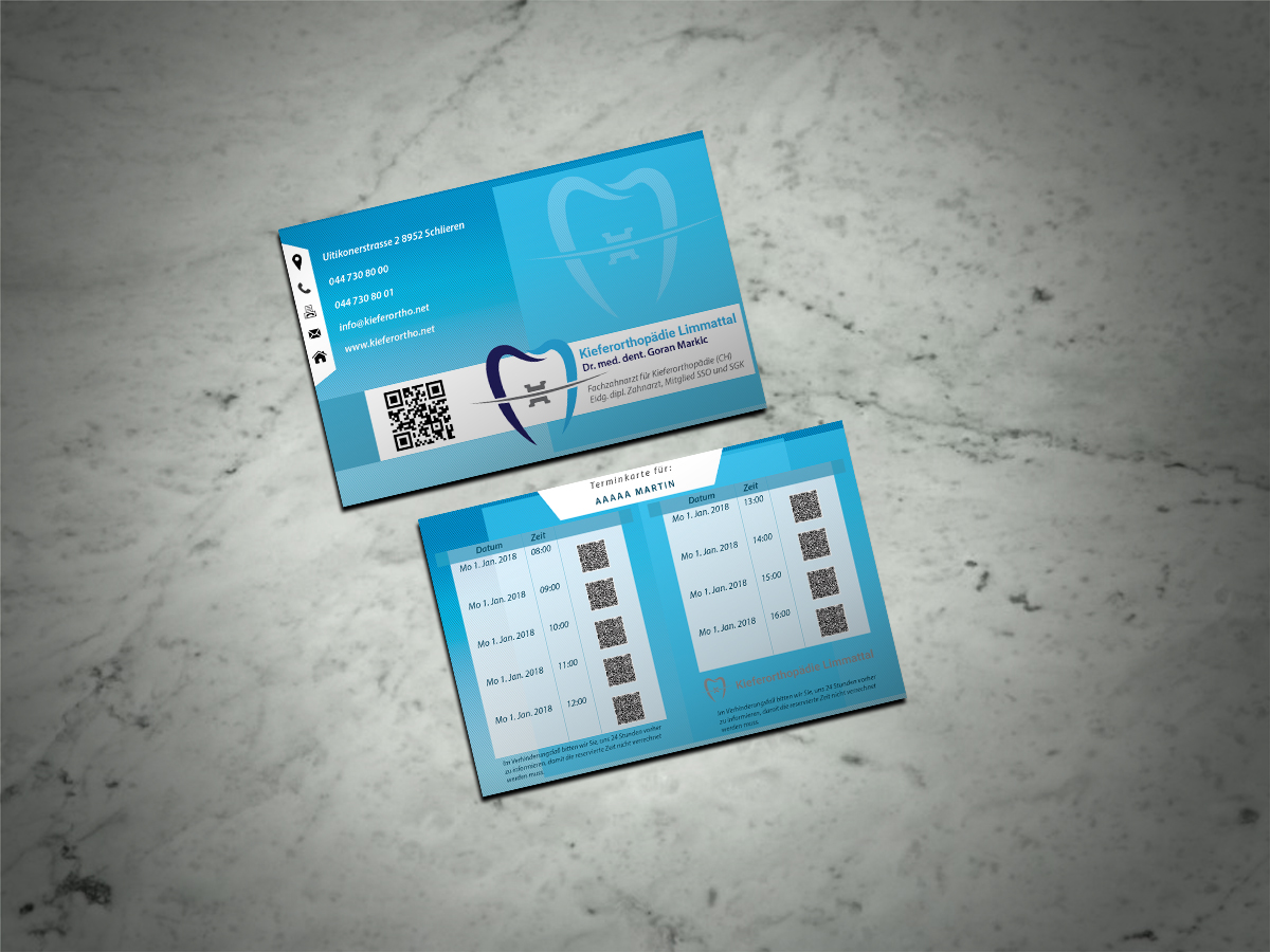 Business Card Design by Scorpius design for Kieferorthopädie Limmattal GmbH | Design #17426464