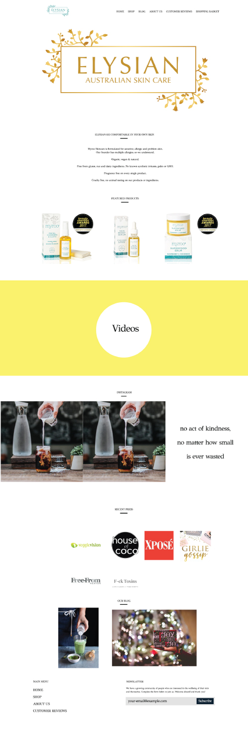 Web Design by jisuvo9 for Elysian Australian Skin Care | Design #17505238