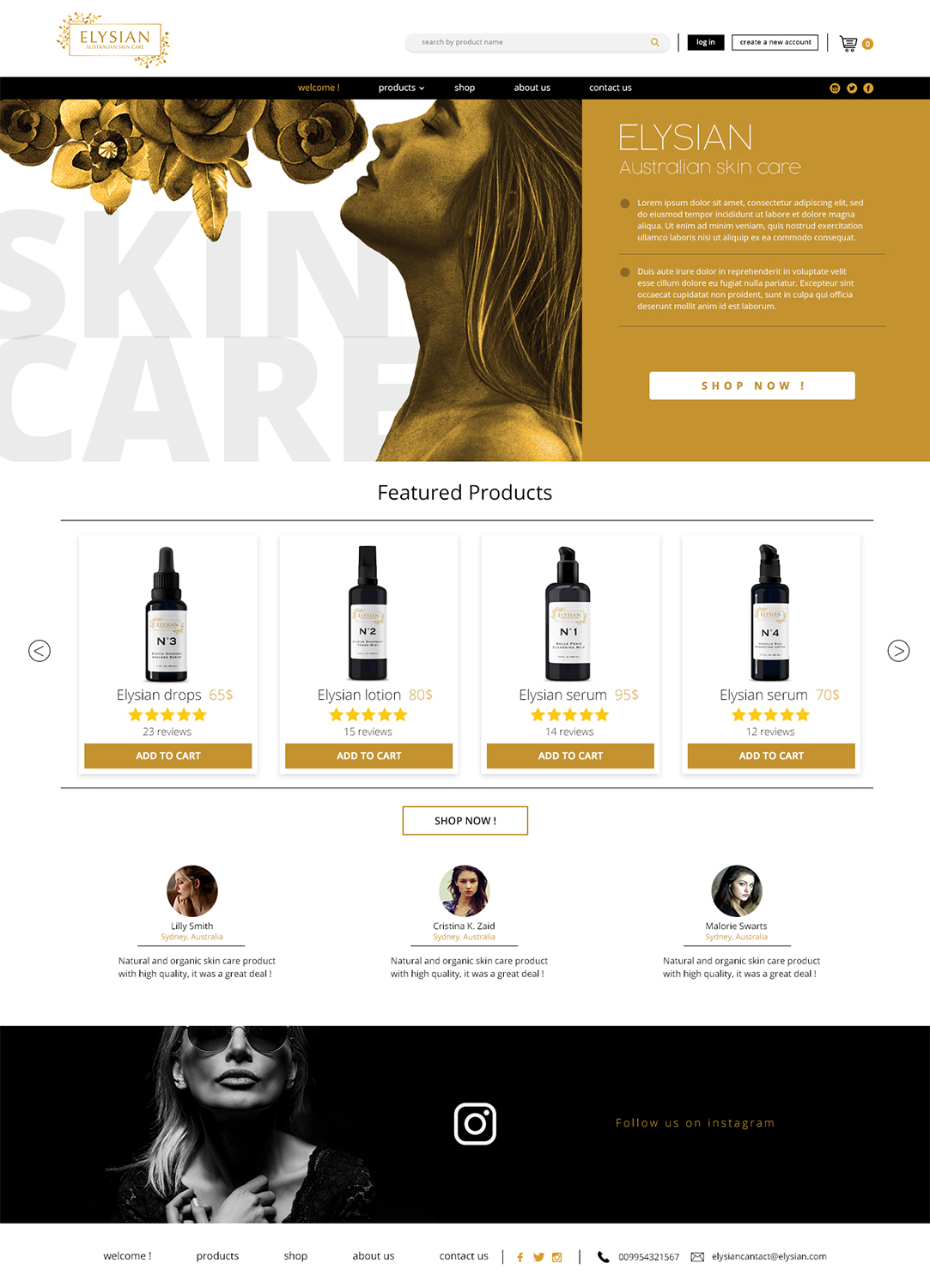 Web-Design von Omar Dalam für Elysian Australian Skin Care | Design #17505147