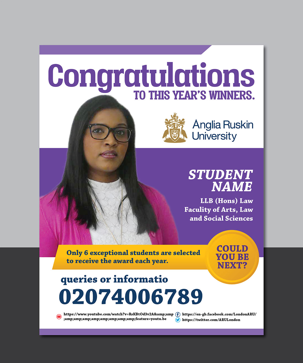 Flyer Design by Deziners Zone for Anglia Ruskin University London | Design #18606006