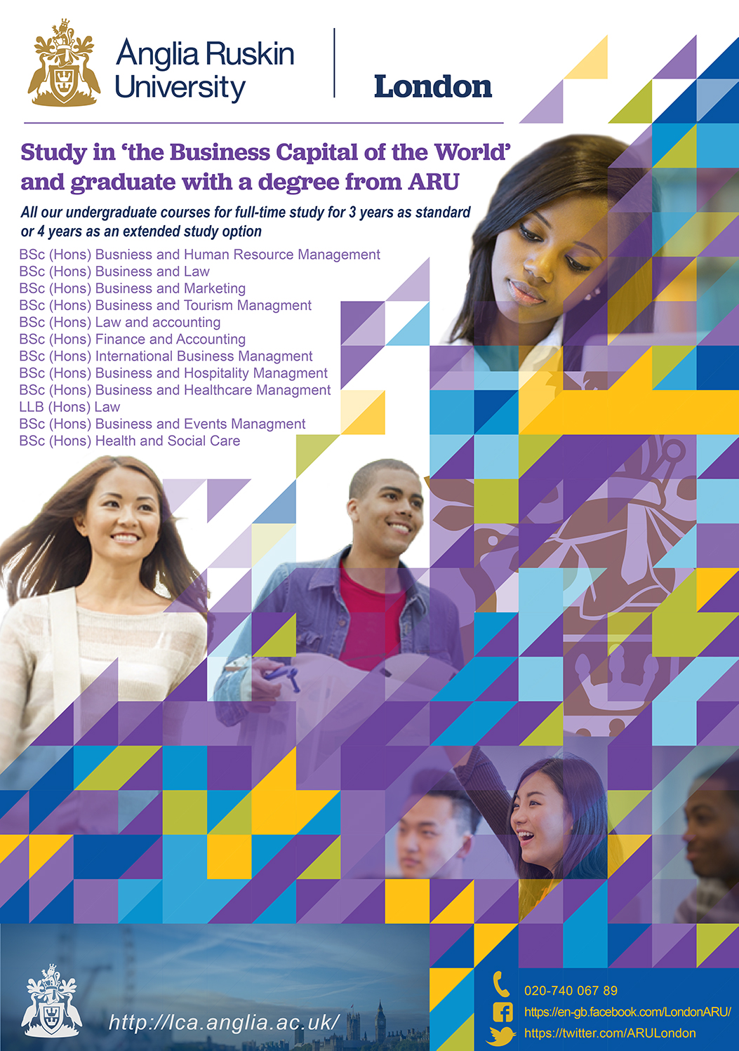 Flyer Design by Virdelund for Anglia Ruskin University London | Design #18631506
