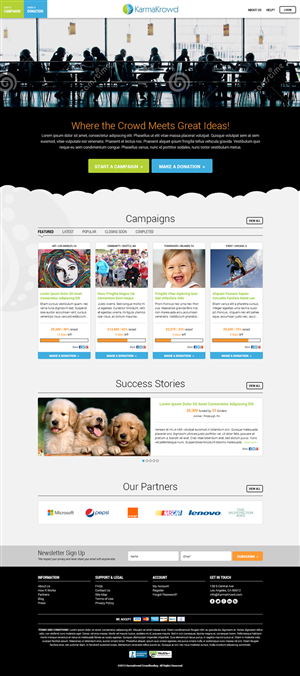 KarmaKrowd Crowdfunding Website 1st Page | Web Design by MIND
