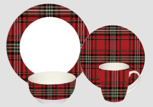 Christmas dinnerware: red plaid design | Design Graphique par alex989