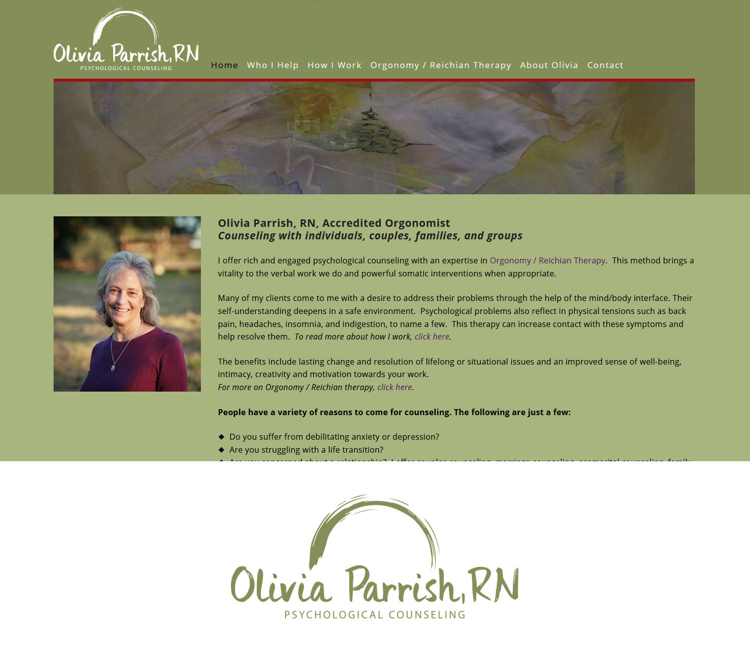 Logo Design by mail.pavanayi for Olivia Parrish RN, Reichian Therapy | Design #17321651