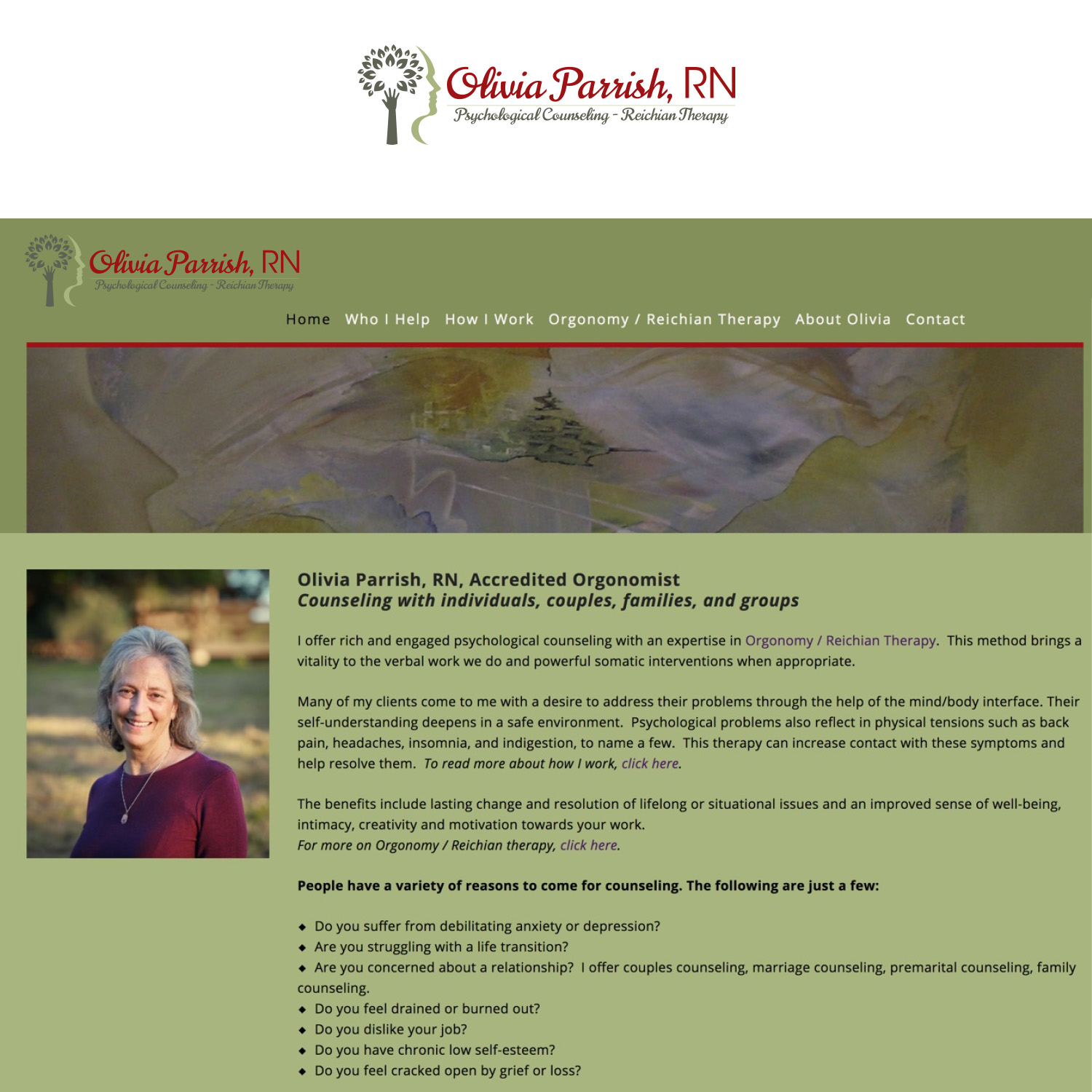 Logo Design by dcgianni2k24 for Olivia Parrish RN, Reichian Therapy | Design: #17352347