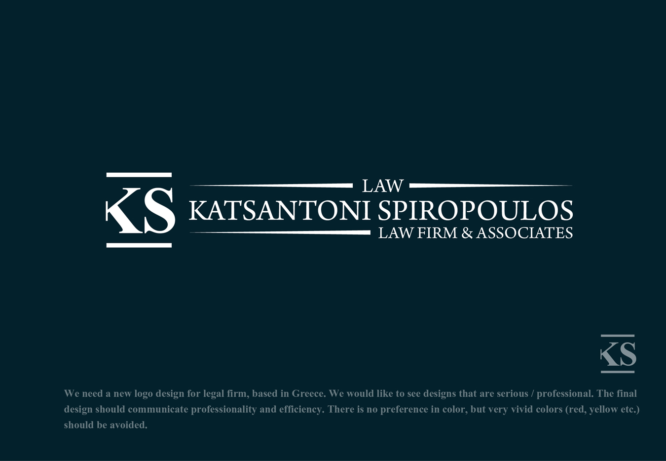 Logo Design by Aqeel Momin for Katsantonis - Spiropoulos Law Firm | Design #17405108