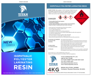 Fibreglass Resin Label - Titan Composites & Supplies | Packaging Design by mariosigncom