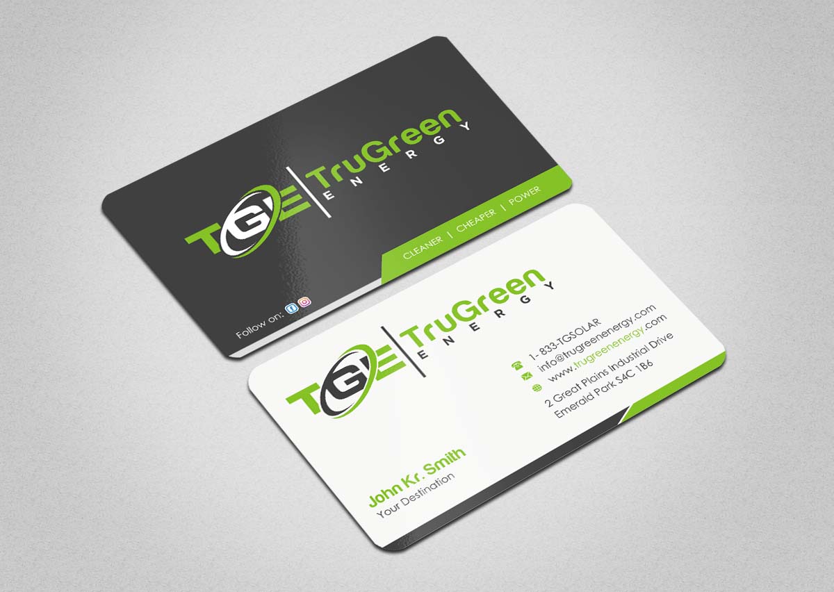 Business Card Design by INDIAN_Ashok for TruGreen Energy | Design #17344679