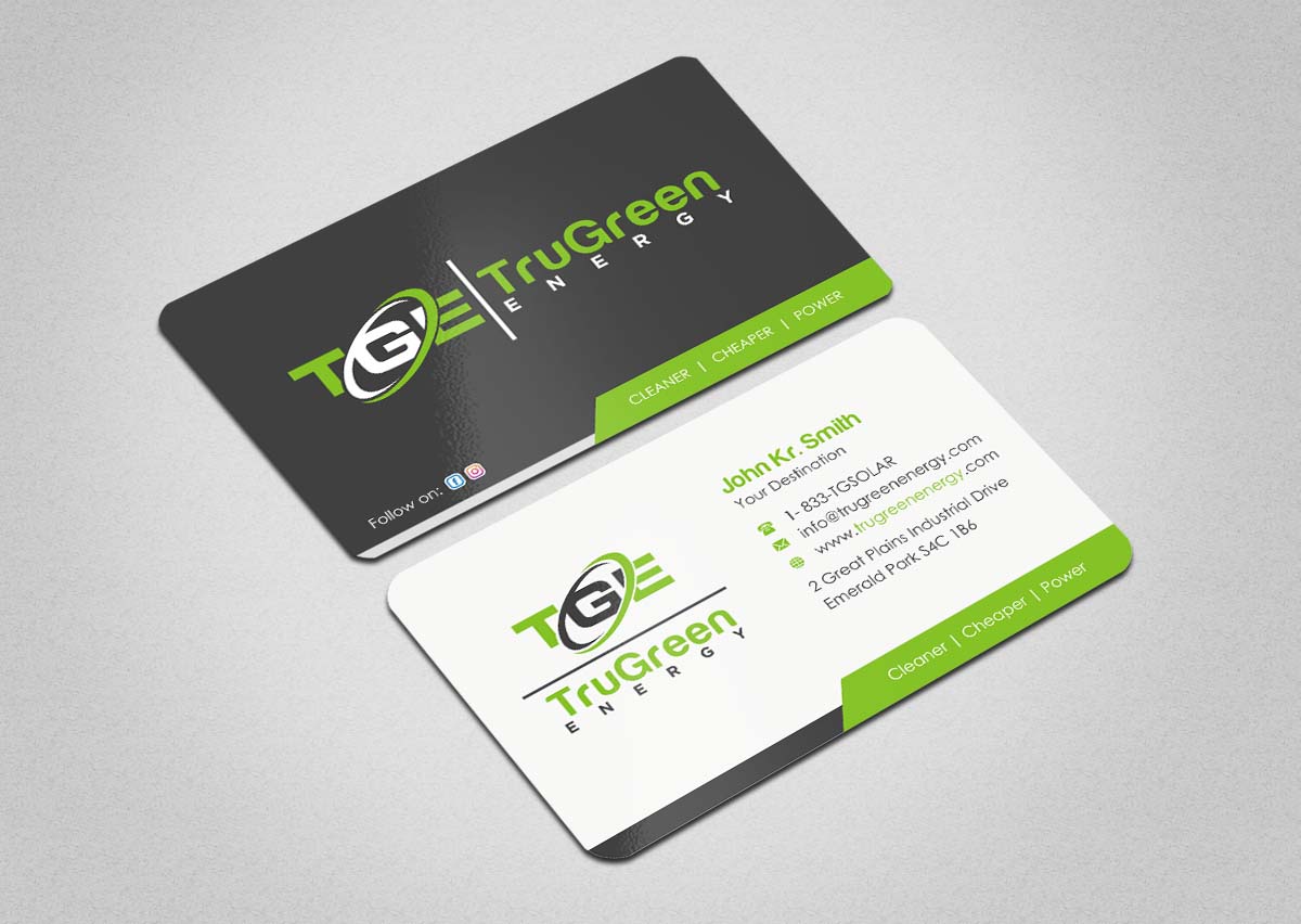 Business Card Design by INDIAN_Ashok for TruGreen Energy | Design #17344680