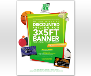 Youth Sports Banner Ad - 3x5 ft banner special!  | Flyer Design by Luniere Designs
