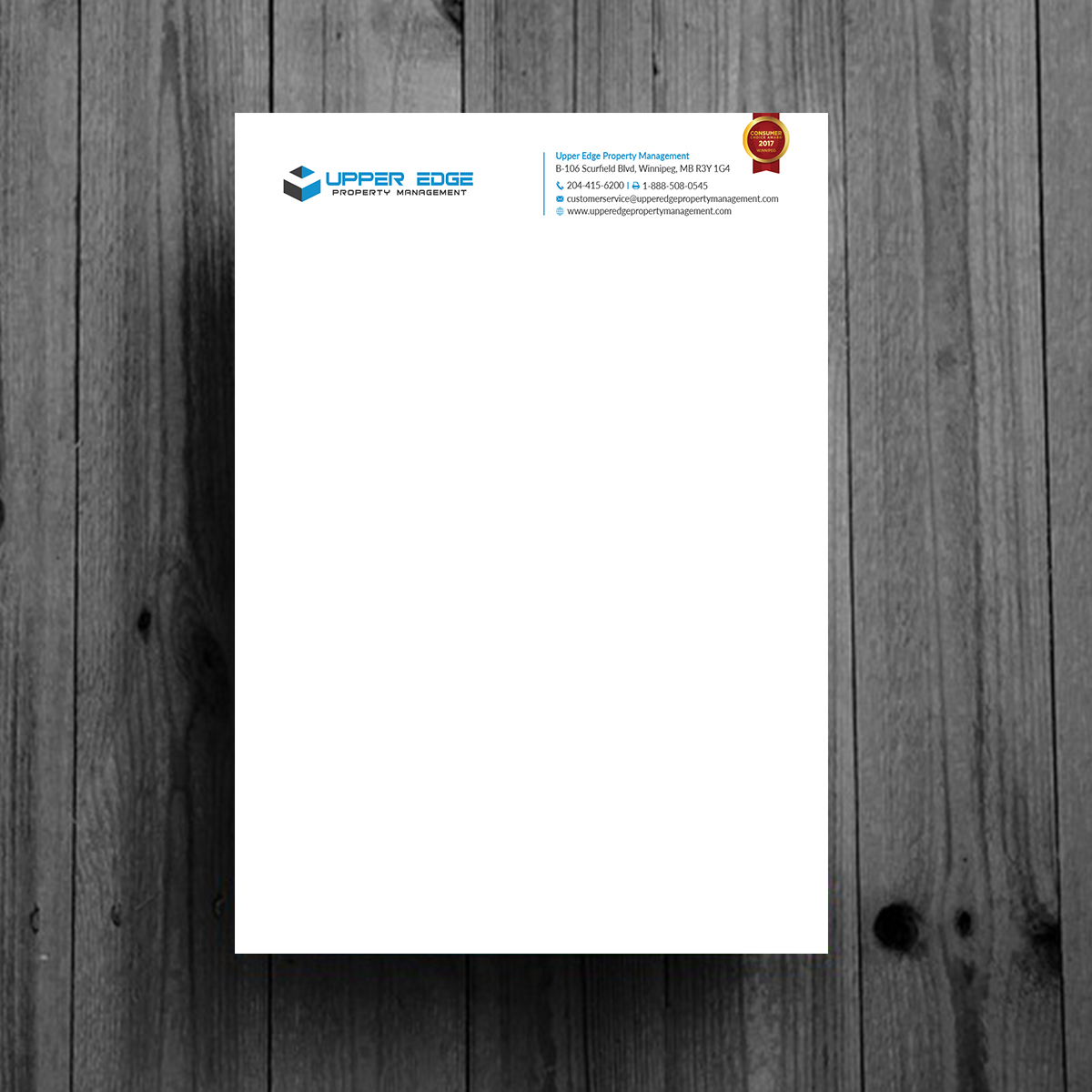 Stationery Design by Right_D for Upper Edge Property Management Inc. | Design #17348975