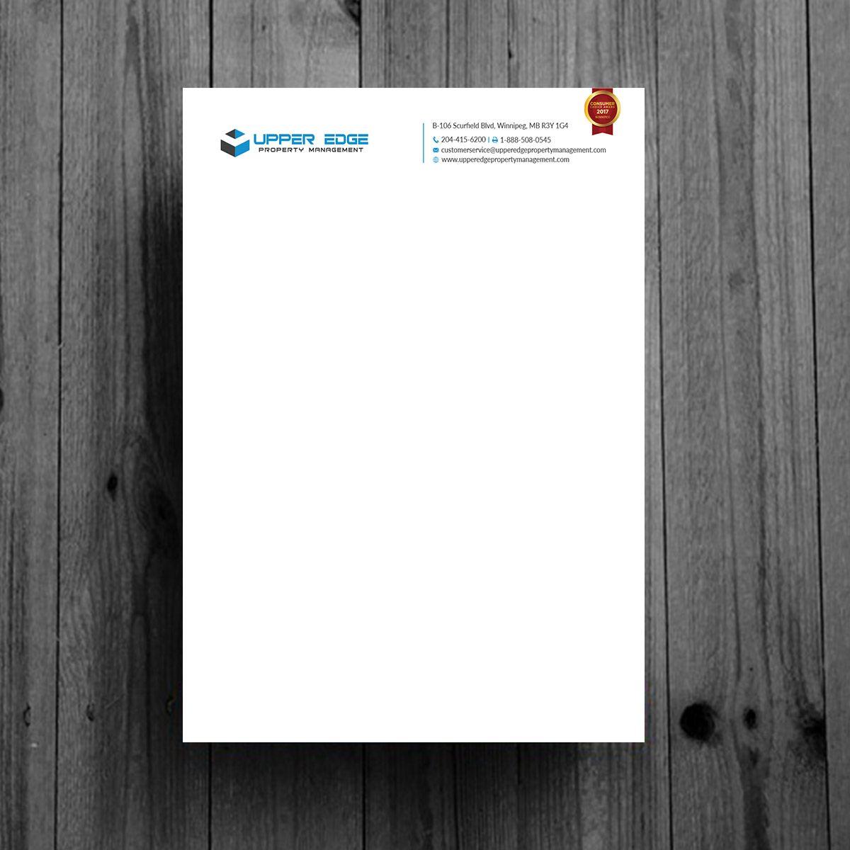 Stationery Design by Right_D for Upper Edge Property Management Inc. | Design #17349028