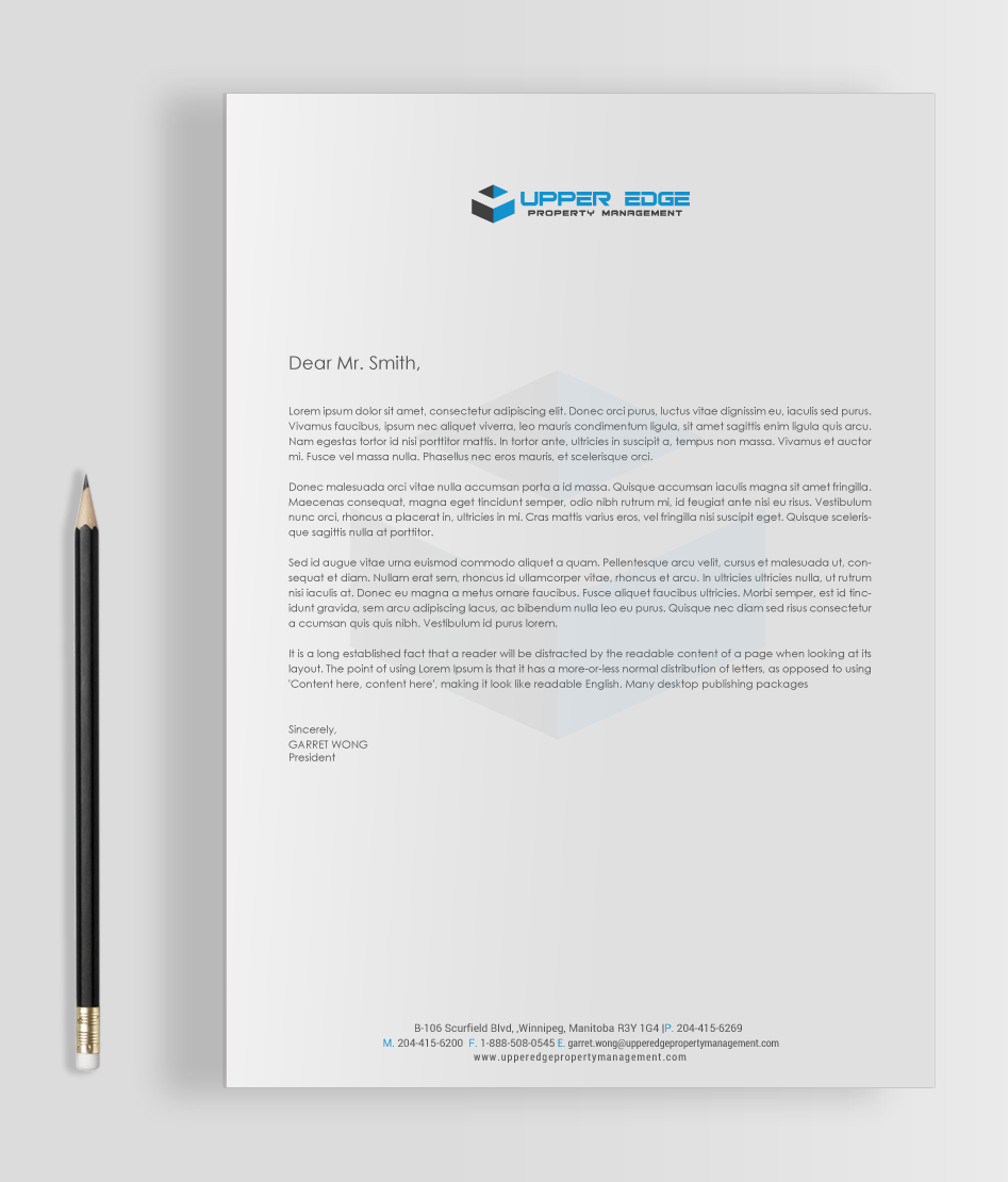 Stationery Design by chandrayaan.creative for Upper Edge Property Management Inc. | Design #17340705