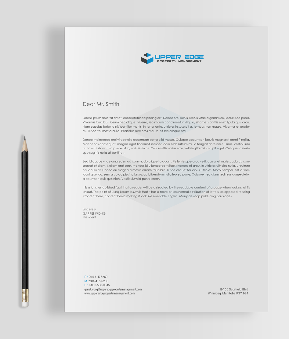 Stationery Design by chandrayaan.creative for Upper Edge Property Management Inc. | Design #17340706