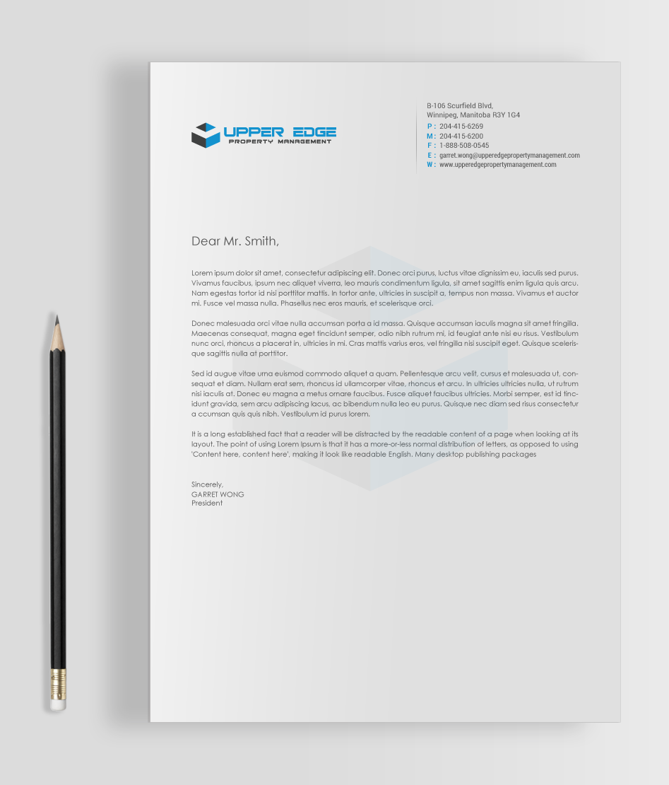 Stationery Design by chandrayaan.creative for Upper Edge Property Management Inc. | Design #17340712