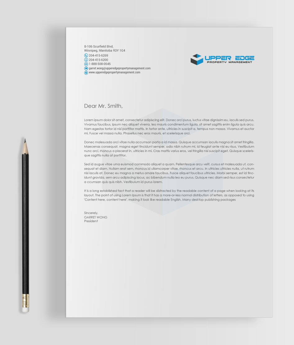 Stationery Design by chandrayaan.creative for Upper Edge Property Management Inc. | Design #17340715