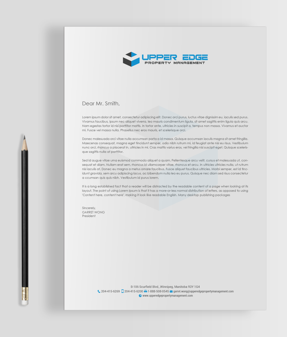 Stationery Design by chandrayaan.creative for Upper Edge Property Management Inc. | Design #17340716