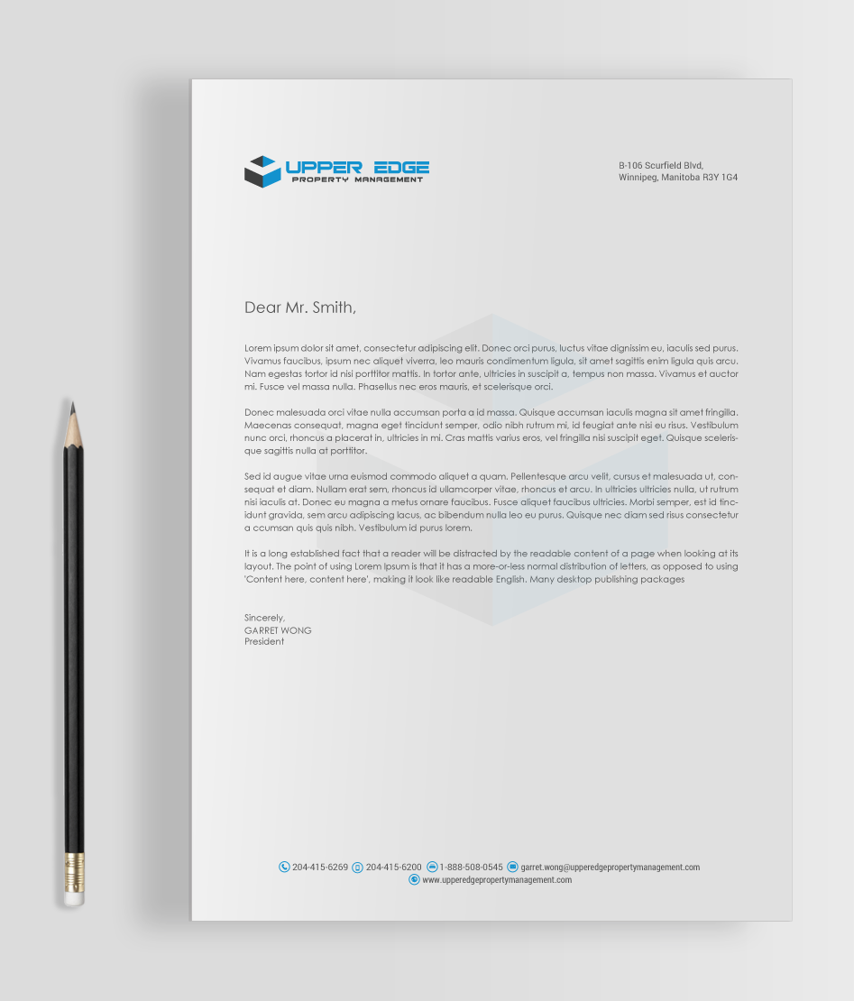 Stationery Design by chandrayaan.creative for Upper Edge Property Management Inc. | Design #17340863
