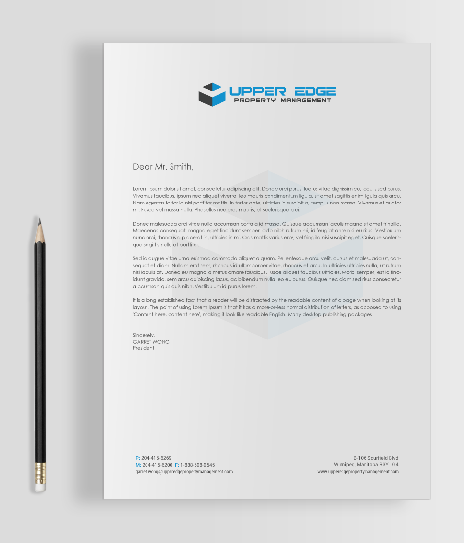 Stationery Design by chandrayaan.creative for Upper Edge Property Management Inc. | Design #17340864