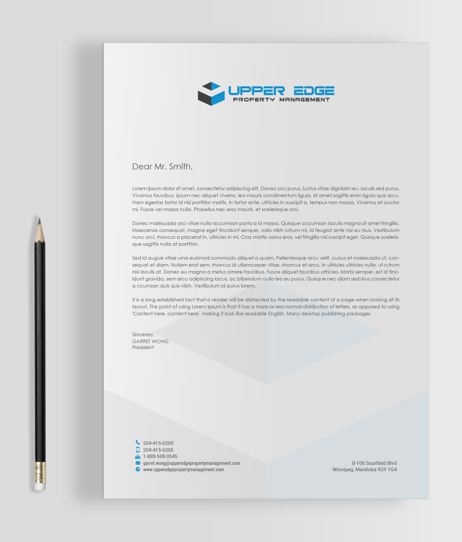 Stationery Design by chandrayaan.creative for Upper Edge Property Management Inc. | Design #17340865