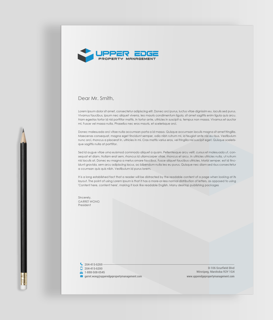 Stationery Design by chandrayaan.creative for Upper Edge Property Management Inc. | Design #17340866