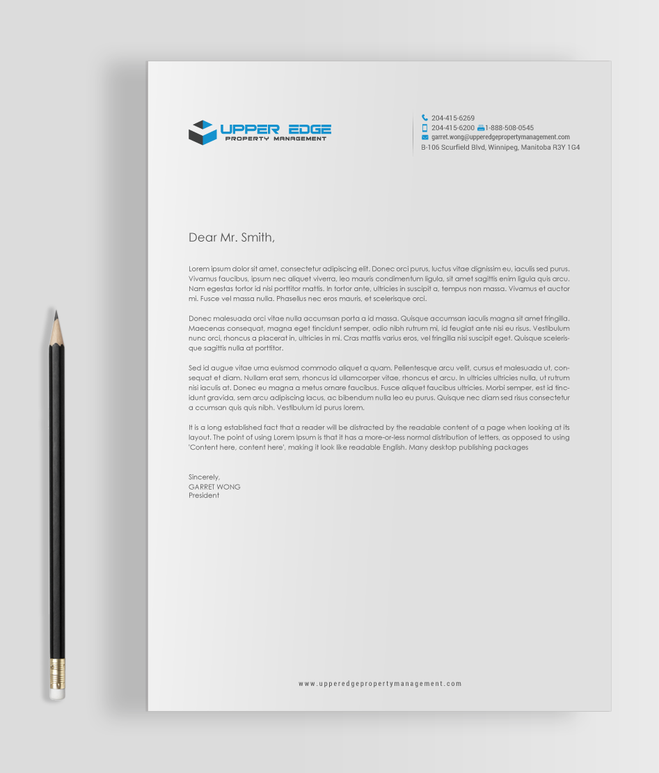Stationery Design by chandrayaan.creative for Upper Edge Property Management Inc. | Design #17340944