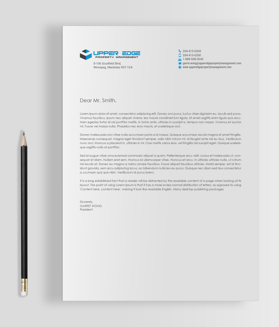 Stationery Design by chandrayaan.creative for Upper Edge Property Management Inc. | Design #17340945
