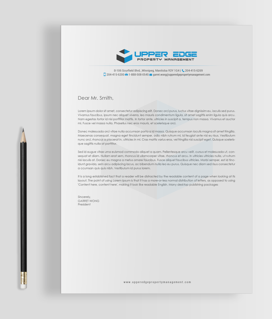 Stationery Design by chandrayaan.creative for Upper Edge Property Management Inc. | Design #17342101