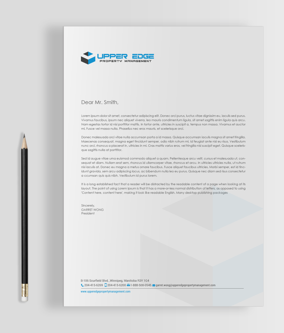 Stationery Design by chandrayaan.creative for Upper Edge Property Management Inc. | Design #17342103