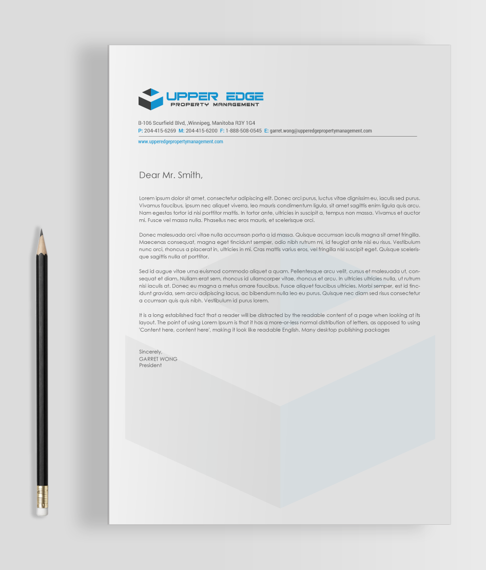 Stationery Design by chandrayaan.creative for Upper Edge Property Management Inc. | Design #17342105
