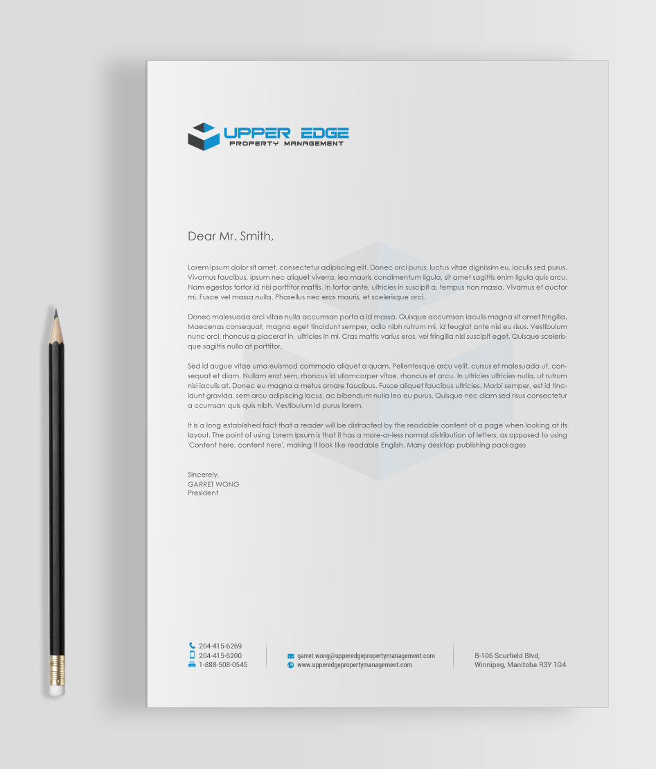 Stationery Design by chandrayaan.creative for Upper Edge Property Management Inc. | Design #17342106